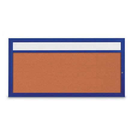 United Visual Products Slim Enclosed Corkboard, 36"x36", Black Alum Frame/Blue Spruce UVEB3636-BLACK-BLSPRU